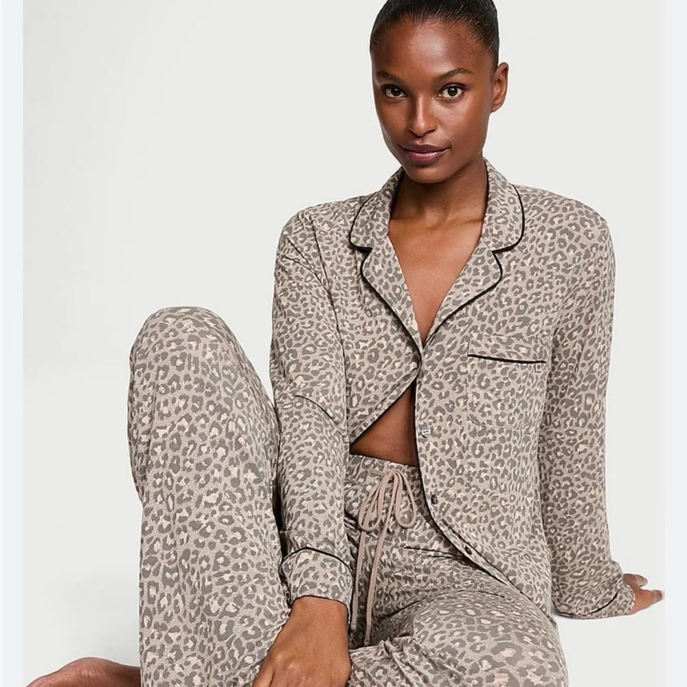 VS Modal Leopard Print Pajama Set - Taupe Leopard Women's Sleepwear